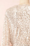 Leanie Short Sequin Wrap Dress w/ Belt | Boutique 1861 back close-up