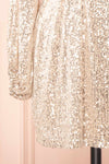 Leanie Short Sequin Wrap Dress w/ Belt | Boutique 1861 sleeve