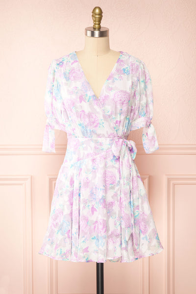 Leanore Short Floral Wrap Dress | Boutique 1861 front view