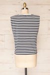 Leba Navy Shoulder Padded Striped Shirt | La petite garçonne back view