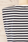 Leba Navy Shoulder Padded Striped Shirt | La petite garçonne back close-up