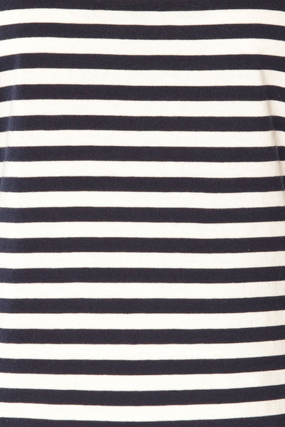 Leba Navy Shoulder Padded Striped Shirt | La petite garçonne fabric