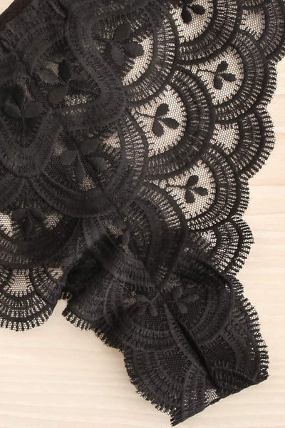 Lebork Black Floral Lace Brazilian Panties | La petite garçonne flat close-up