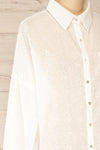 Lecce White Floral Long Sleeves Shirt | La petite garçonne side close-up