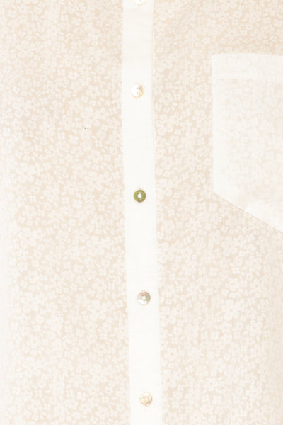 Lecce White Floral Long Sleeves Shirt | La petite garçonne fabric