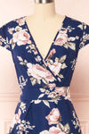 Leeda Blue Floral Short Sleeve Cocktail Dress | Boutique 1861 front close up