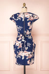 Leeda Blue Floral Short Sleeve Cocktail Dress | Boutique 1861 back view