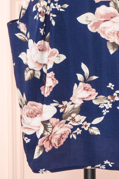 Leeda Blue Floral Short Sleeve Cocktail Dress | Boutique 1861 skirt
