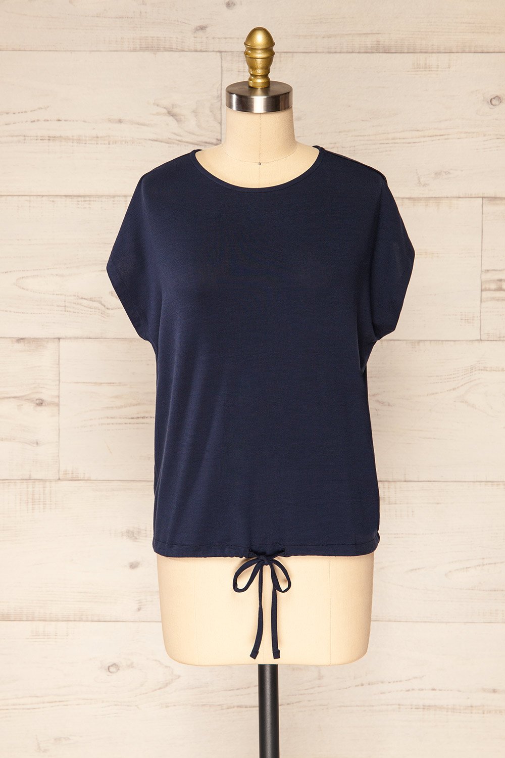 Leeds Navy Short Sleeve Top w/ Drawstring | La petite garçonne