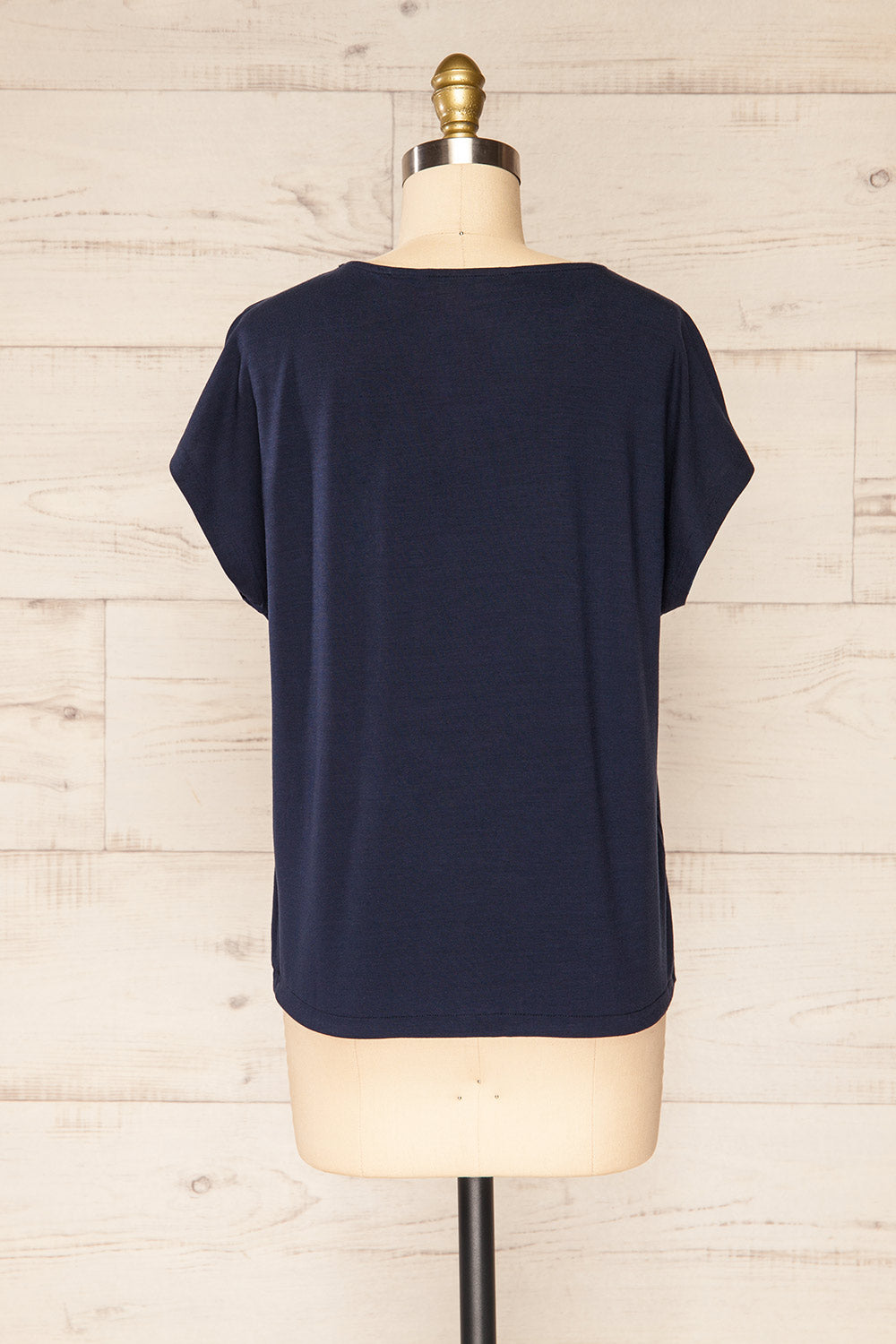 Leeds Navy Short Sleeve Top With Drawstring | La Petite Garçonne back view 