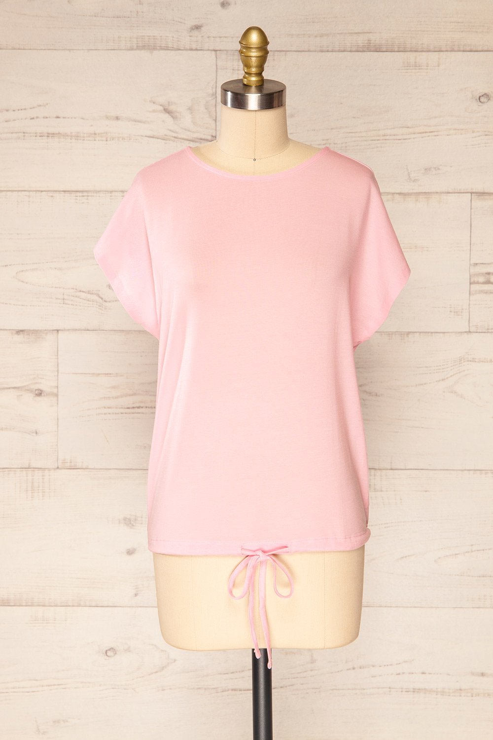 Leeds Pink Short Sleeve Top w/ Drawstring | La petite garçonne front view