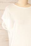 Leeds White Short Sleeves Top With Drawstring | La petite garçonne side close-up