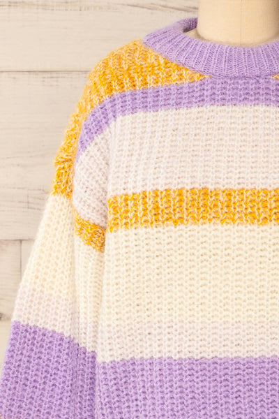 Legionowo Striped Rib Knit Sweater | La petite garçonne front close-up