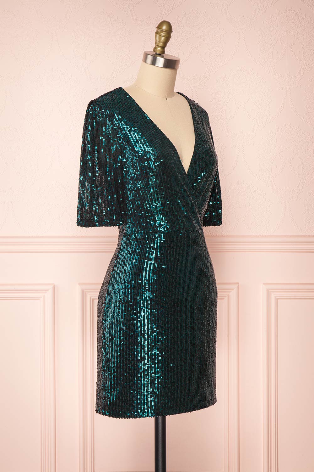 Leikny Green Sequin Party Dress | Robe de Fête | Boutique 1861 side view 