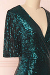 Leikny Green Sequin Party Dress | Robe de Fête | Boutique 1861 side close-up
