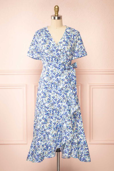 Leimakide Floral Wrap Midi Dress | La petite garçonne front view