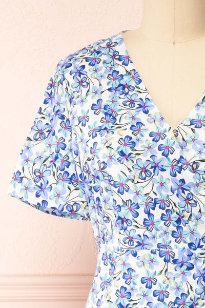 Leimakide Floral Wrap Midi Dress | La petite garçonne  front close-up