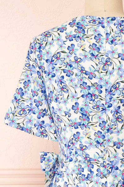 Leimakide Floral Wrap Midi Dress | La petite garçonne  back close-up