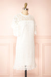 Lelesmi White Short Sleeve Lace Dress w/ Round Collar | Boutique 1861 side view