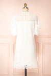 Lelesmi White Short Sleeve Lace Dress w/ Round Collar | Boutique 1861 back view