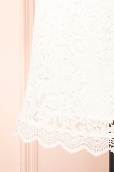 Lelesmi White Short Sleeve Lace Dress w/ Round Collar | Boutique 1861 bottom