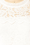 Lelesmi White Short Sleeve Lace Dress w/ Round Collar | Boutique 1861 fabric