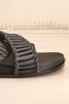 Lelystad Black Slip-On Sandals | La petite garçonne side front close-up