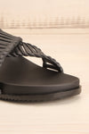 Lelystad Black Slip-On Sandals | La petite garçonne front close-up