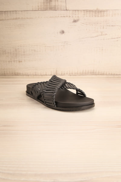 Lelystad Black Slip-On Sandals | La petite garçonne front view