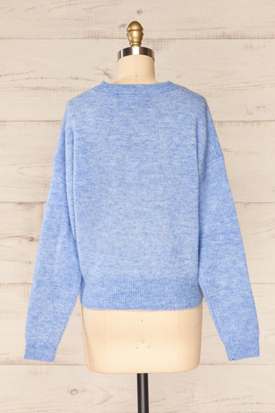 Lenes Blue Melange Knit Sweater | La petite garçonne  back view