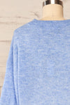 Lenes Blue Melange Knit Sweater | La petite garçonne  back close up