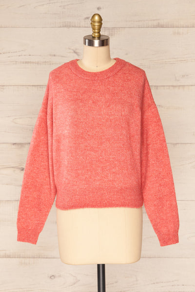 Lenes Coral Melange Knit Sweater | La petite garçonne  front view