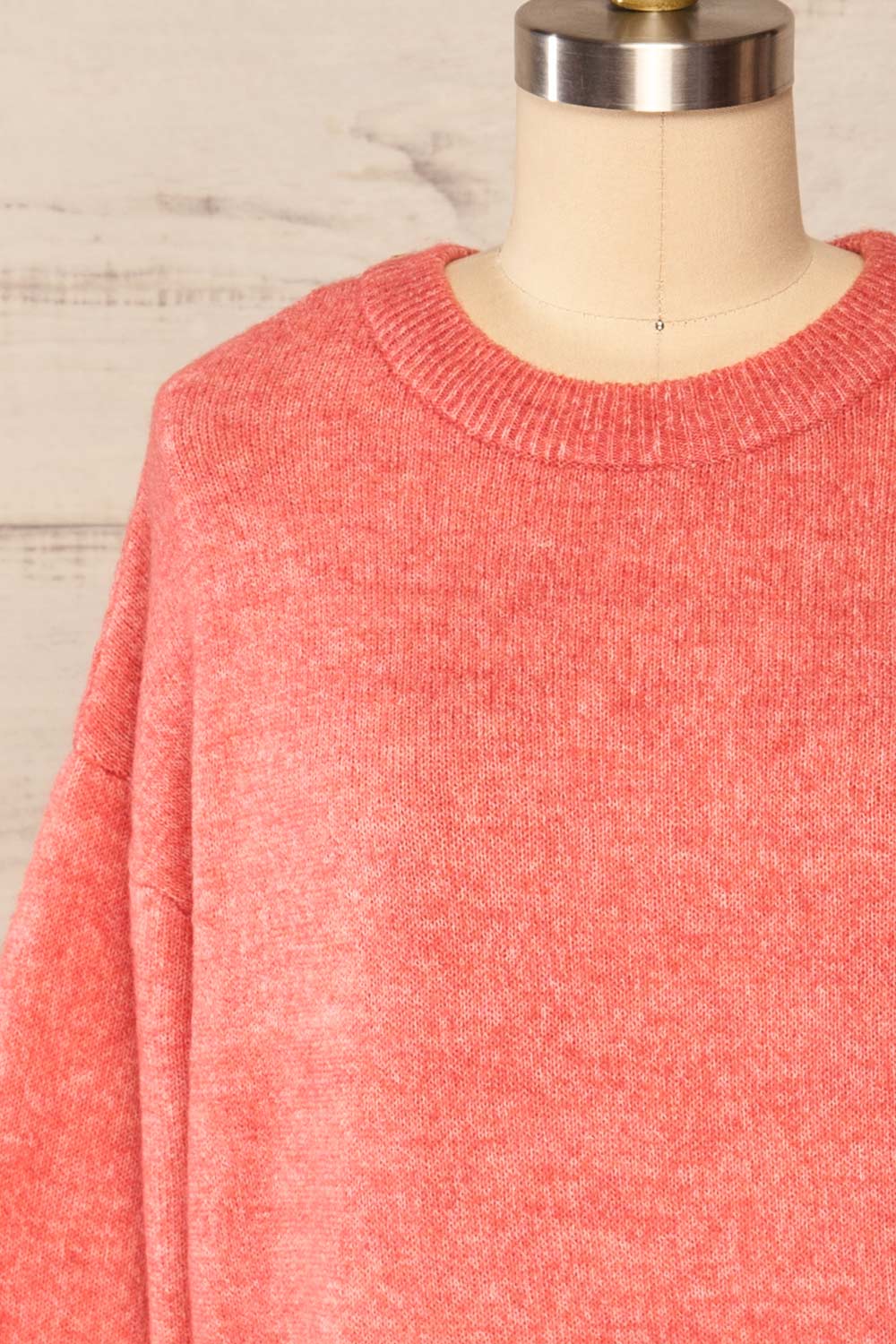 Lenes Coral Melange Knit Sweater | La petite garçonne  front close up