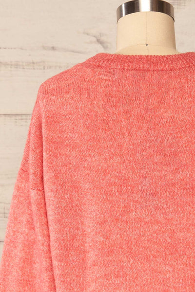 Lenes Coral Melange Knit Sweater | La petite garçonne  back close up