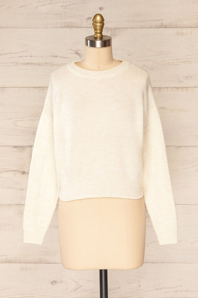 Lenes Cream Melange Knit Sweater | La petite garçonne  front view