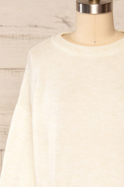 Lenes Cream Melange Knit Sweater | La petite garçonne  front close up