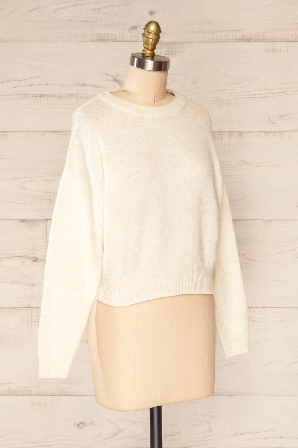 Lenes Cream Melange Knit Sweater | La petite garçonne  side view