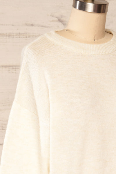 Lenes Cream Melange Knit Sweater | La petite garçonne side close up