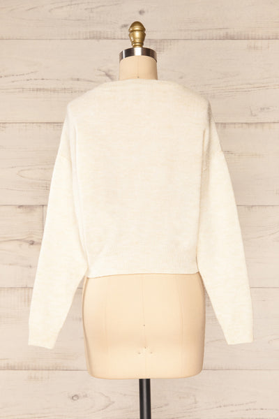 Lenes Cream Melange Knit Sweater | La petite garçonne  back view
