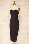 Lenna Black Fitted Midi Dress w/ Sweetheart Neckline | La petite garçonne side view