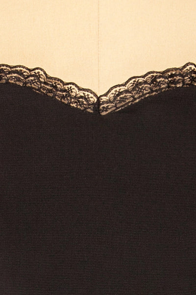 Lenna Black Fitted Midi Dress w/ Sweetheart Neckline | La petite garçonne fabric