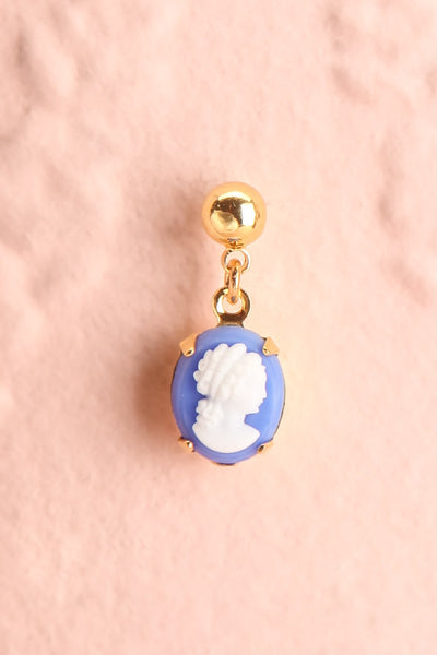 Leonie Arletty Blue Cameo Pendant Earrings | Boutique 1861 close-up