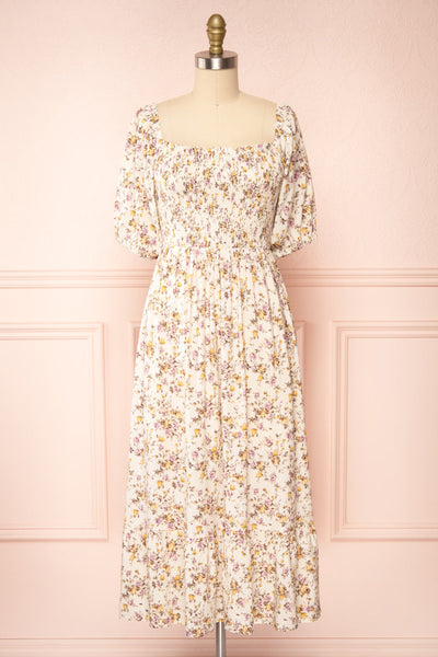 Leonne Square Neck Floral Midi Dress | Boutique 1861  front view