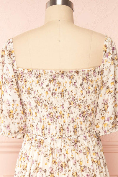 Leonne Square Neck Floral Midi Dress | Boutique 1861 back close up