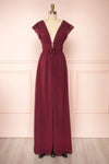 Leony Burgundy V-Neck Chiffon Maxi Dress | Boudoir 1861 front view