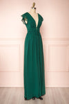 Leony Emerald V-Neck Chiffon Maxi Dress | Boudoir 1861 side view