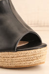 Lepus Black Slip-On Wedge Sandals | La petite garçonne front close-up