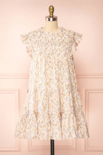 Lerona Short Floral Dress w/ Ruffles | Boutique 1861 front view