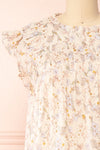 Lerona Short Floral Dress w/ Ruffles | Boutique 1861 front close-up