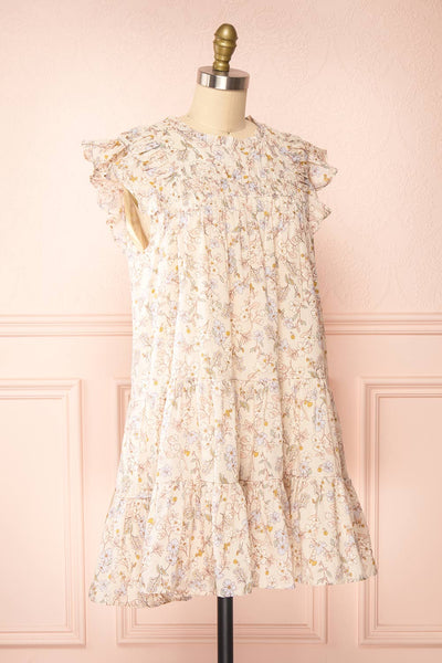Lerona Short Floral Dress w/ Ruffles | Boutique 1861 side view